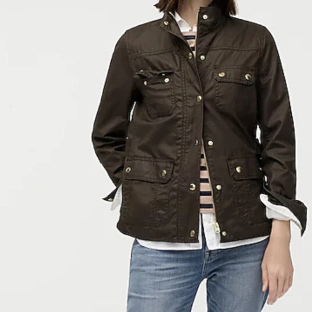 J Crew Downtown Field Jacket Size Small Mossy Brown Green Military - Picture 2 of 12